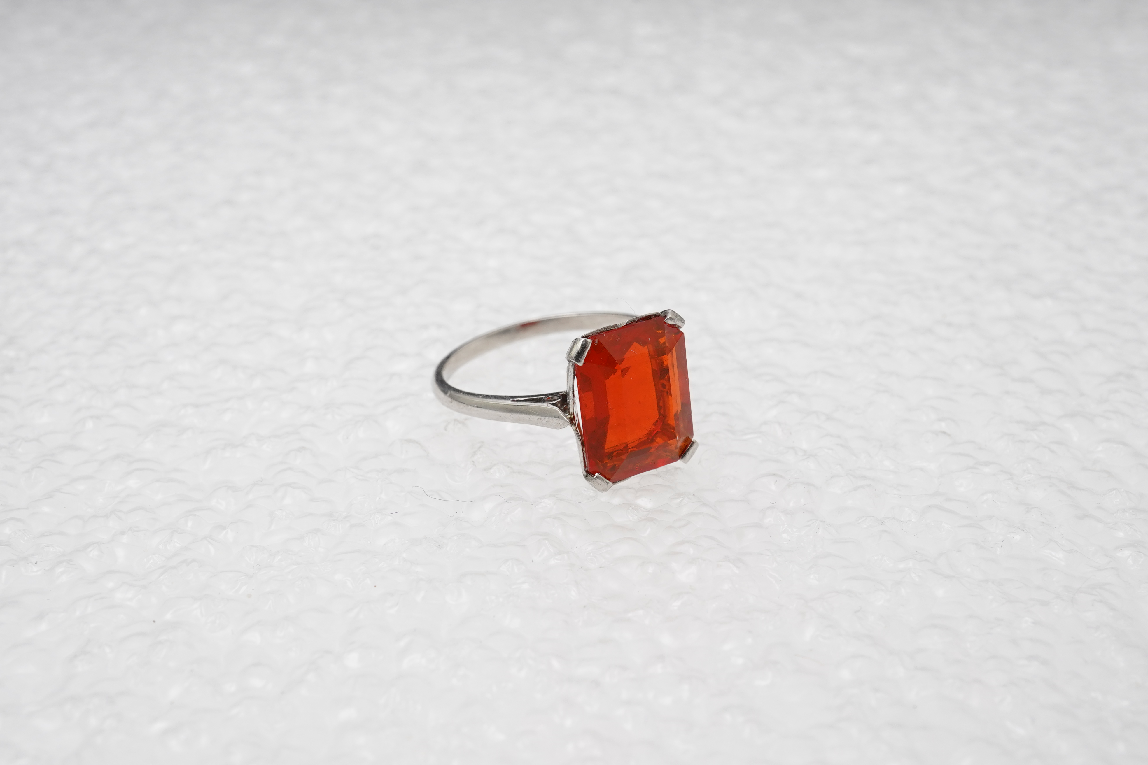 A fire opal ring